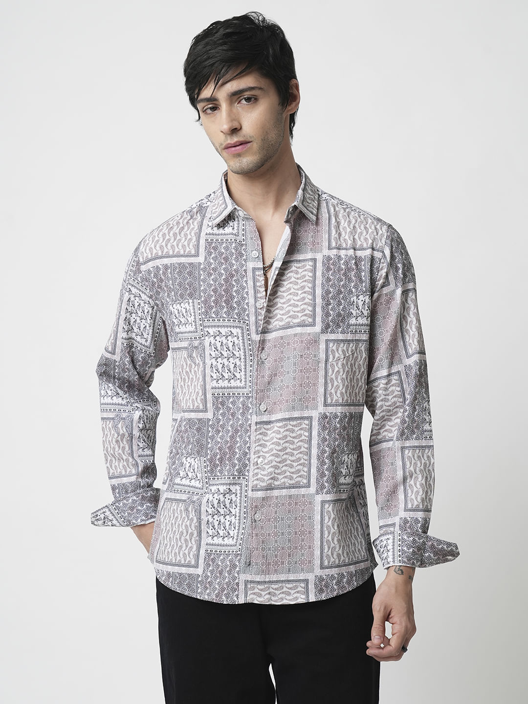 Multicolour Paisley Printed Crushed Shirt