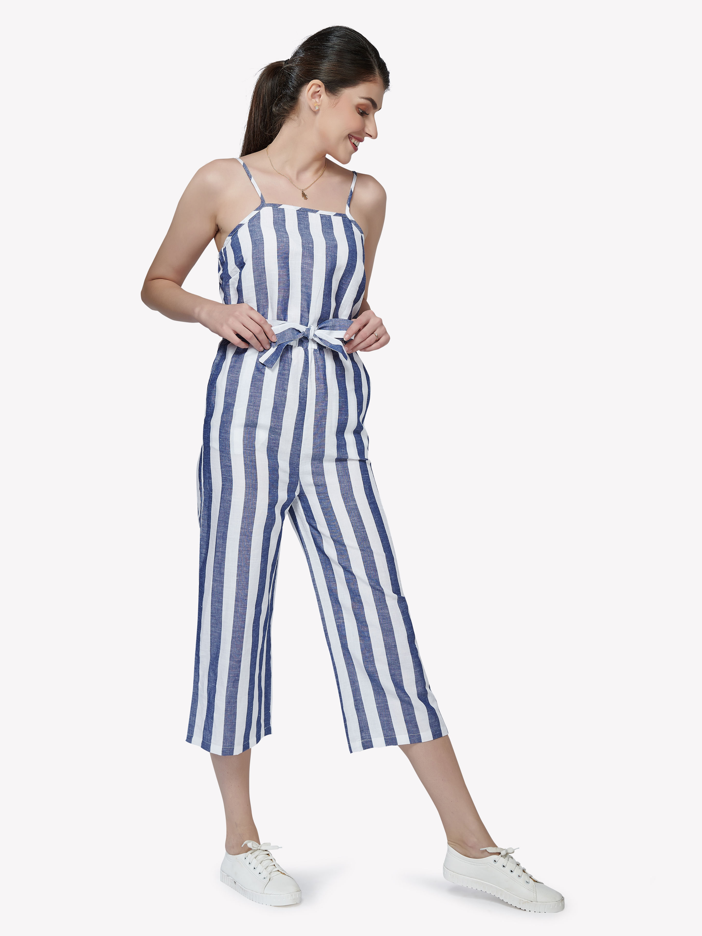 blue striped playsuit