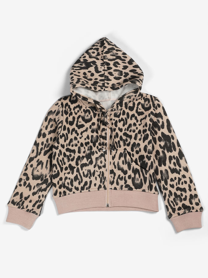 Animal print hoodie jacket for girls