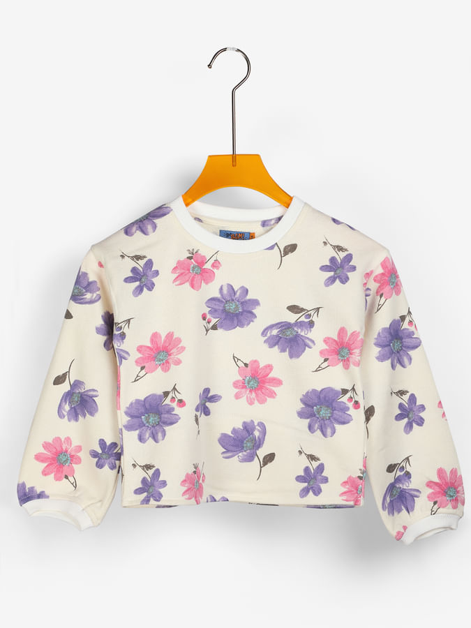 Floral print long sleeves sweatshirt for girls