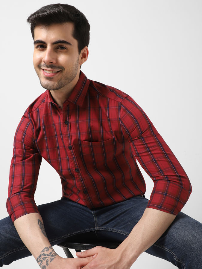 Berry Red Checked Shirt