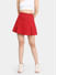 Solid Red Pleated Skirt
