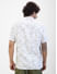 White Leafy Printed Oversized Resort Collar Shirt