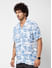 Blue Hawaiian Printed Resort Collar Oversized Shirt