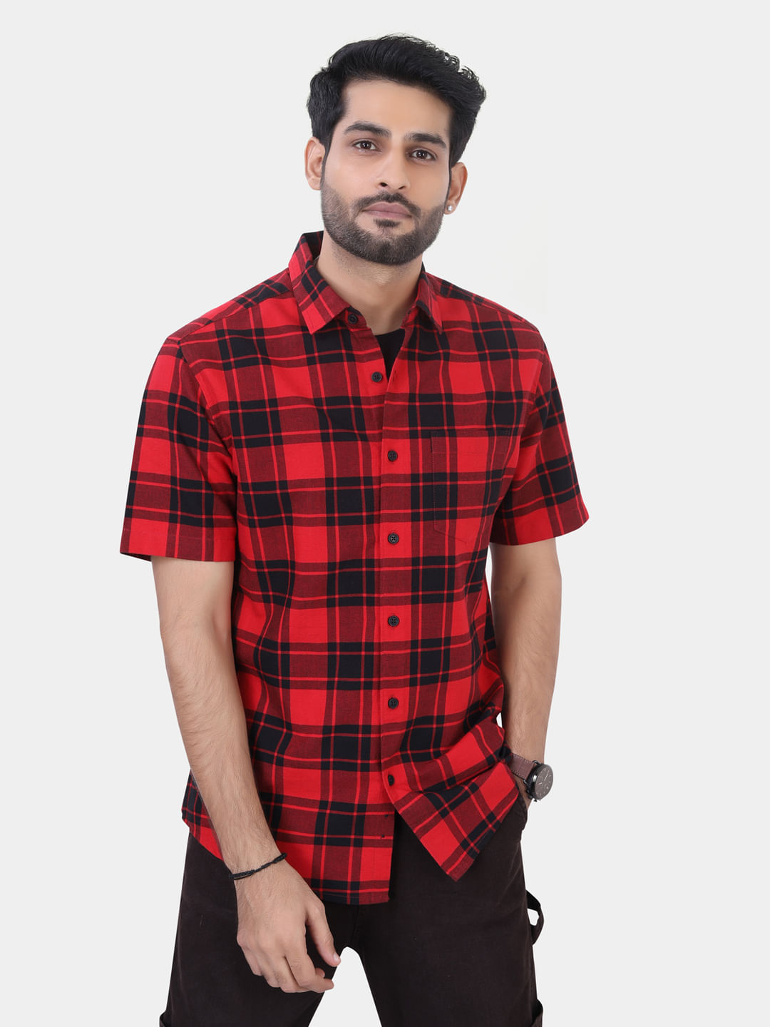 Red and black checkered shirt