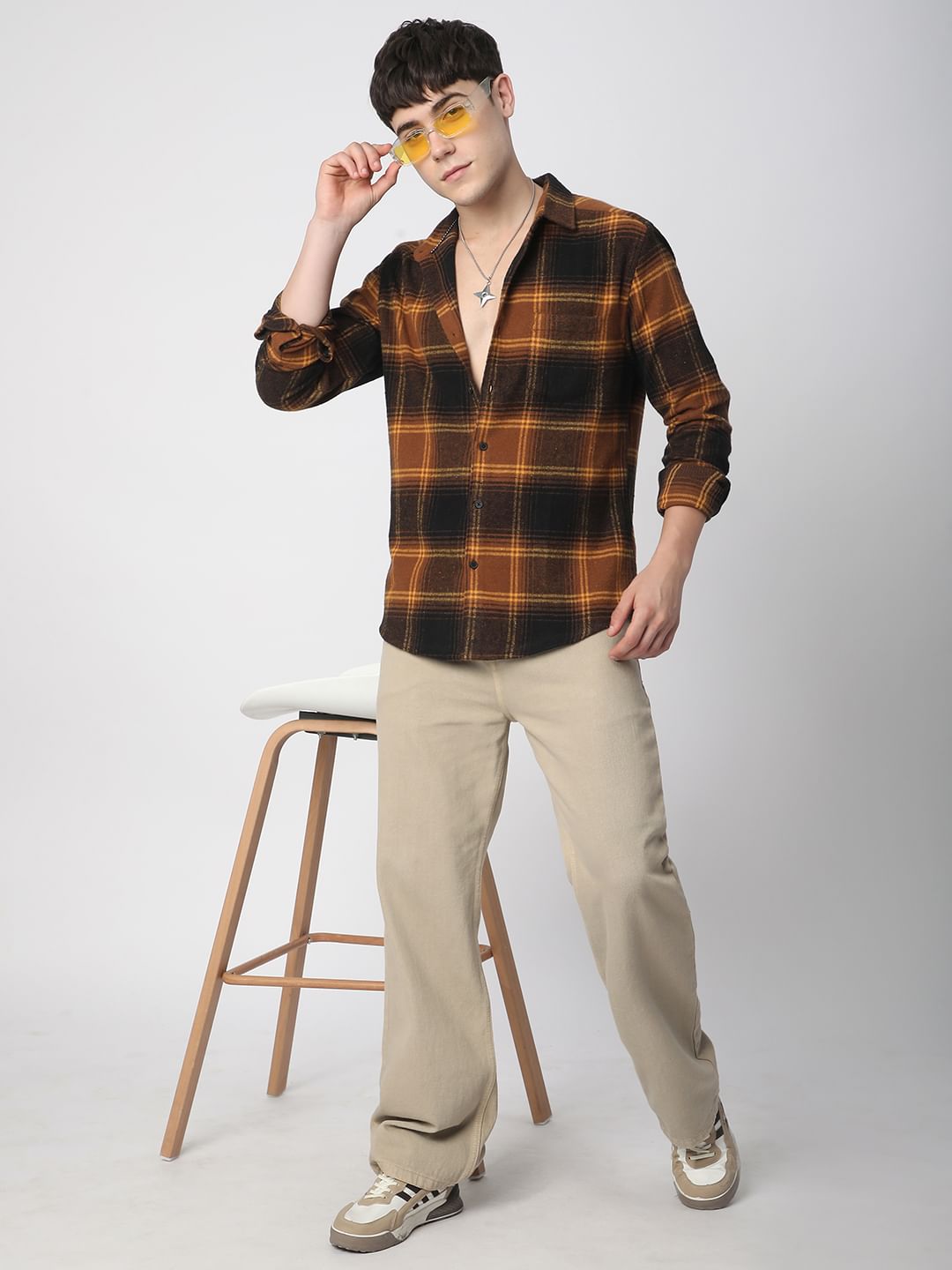 Super Soft Flannel Umber Brown Checkered Shirt Super Soft Flannel Umber Brown Checkered Shirt