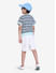 Contrast rib with multicolour striped tee for boys