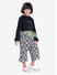 Striped flared 3/4th pants with fun black and white print for girls.