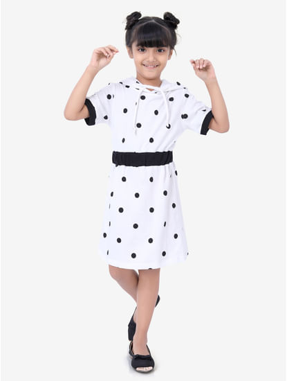 Go Polka with our fun hoodie dress
