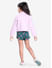 Mock neck crop lilac sweatshirt for girls!