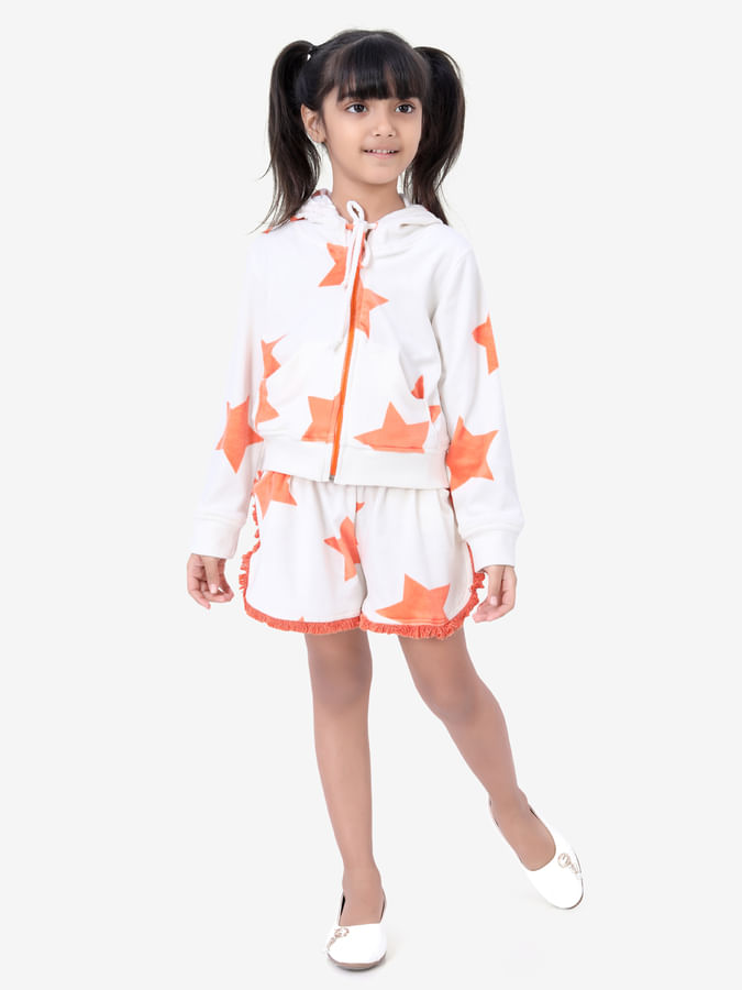 Orange star print shorts for girls!