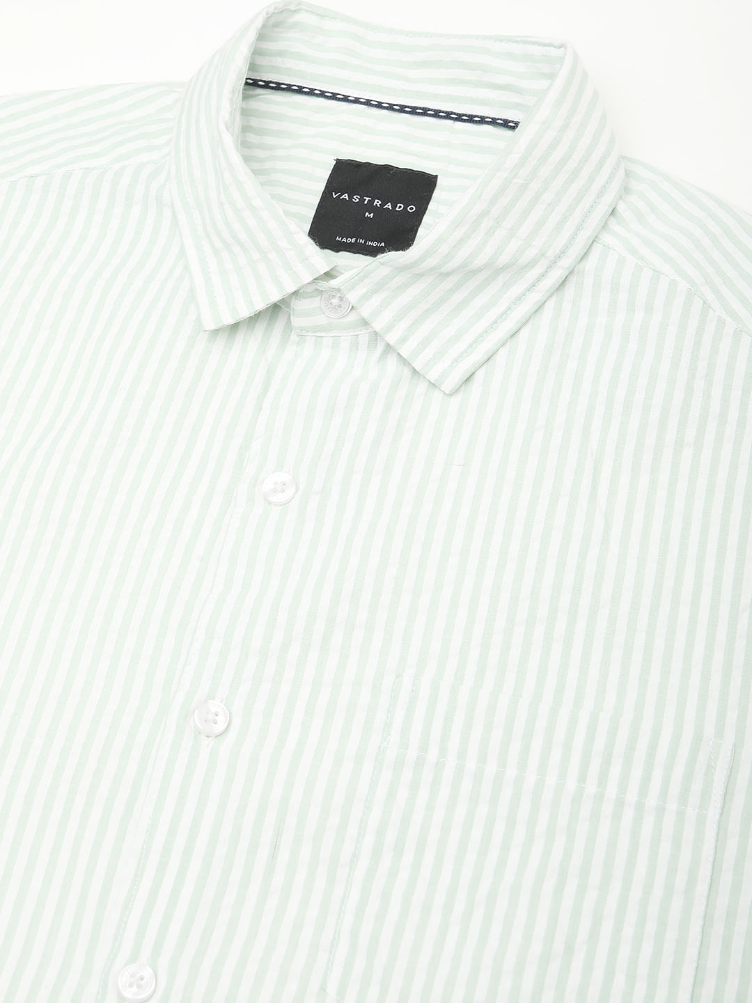 Sea-foam Green Seersucker Striped Shirt