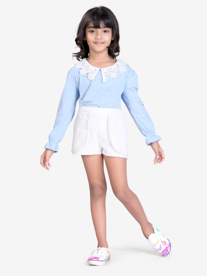 Lace up blue top for girls