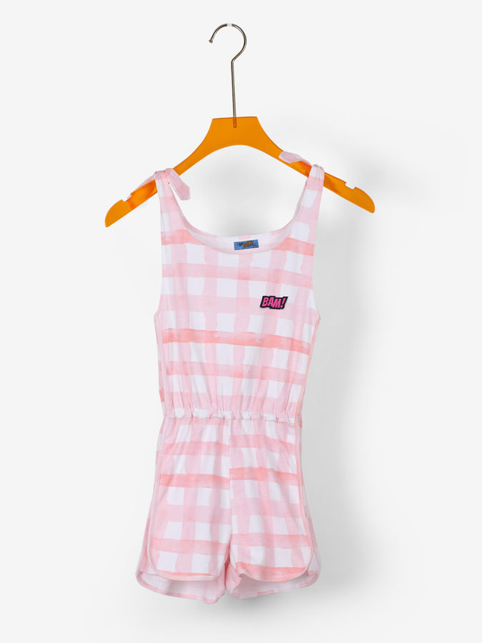 Pink checkered jumpsuit for Bam girls!