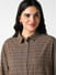 Brown Tiny Checkered Crinkled Oversized Shirt