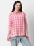 Cute Pink Checkered Oversized Shirt