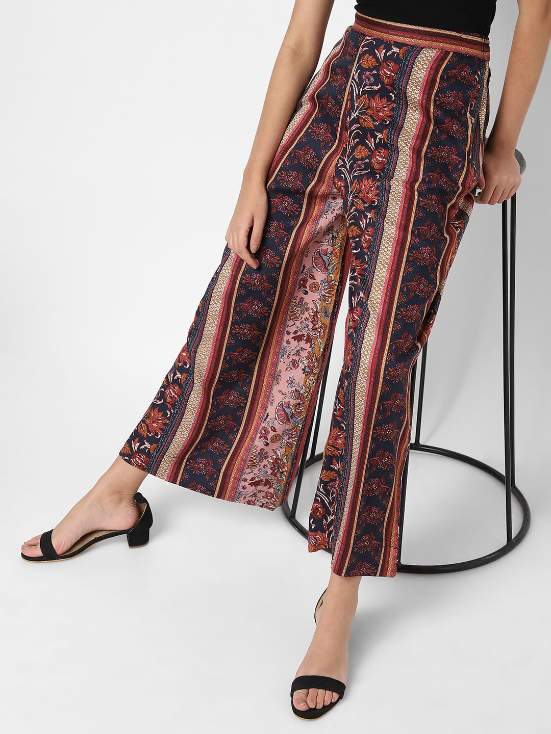 Live Unlimited Tribal Print Wide Leg Trousers CharcoalMulti at John Lewis   Partners
