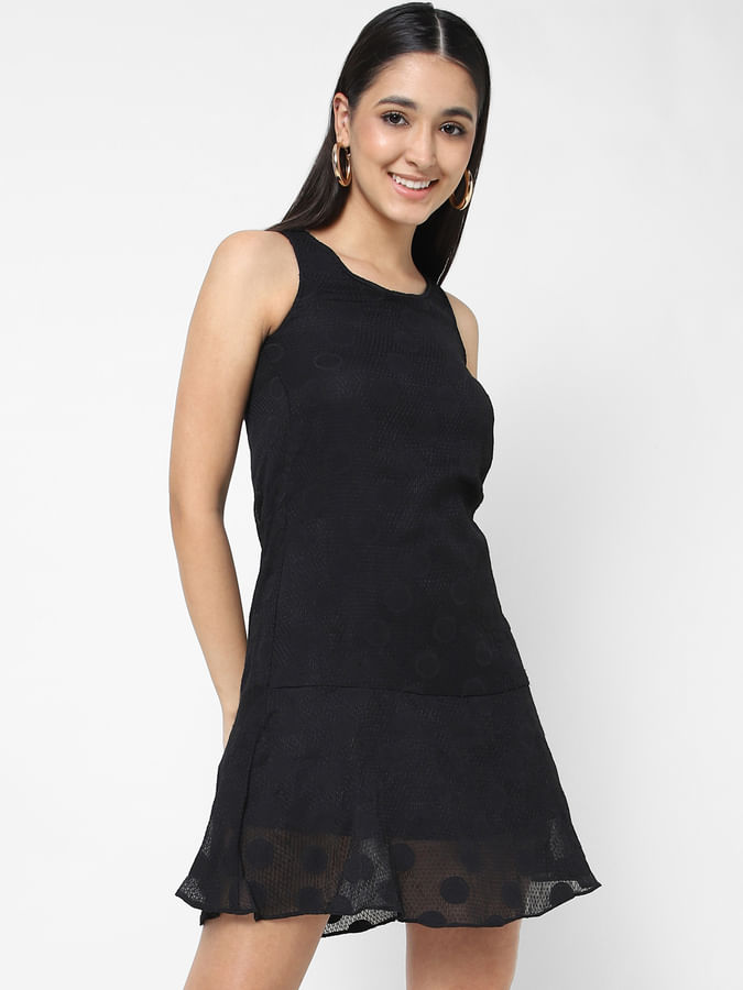 Self Design Black Dress