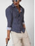 Stretchable Navy & White Knitted Shirt