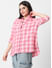 Cute Pink Checked Oversized Shirt