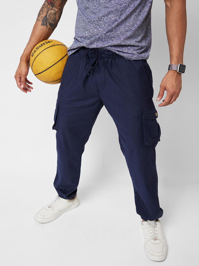 Solid Navy Casual Joggers