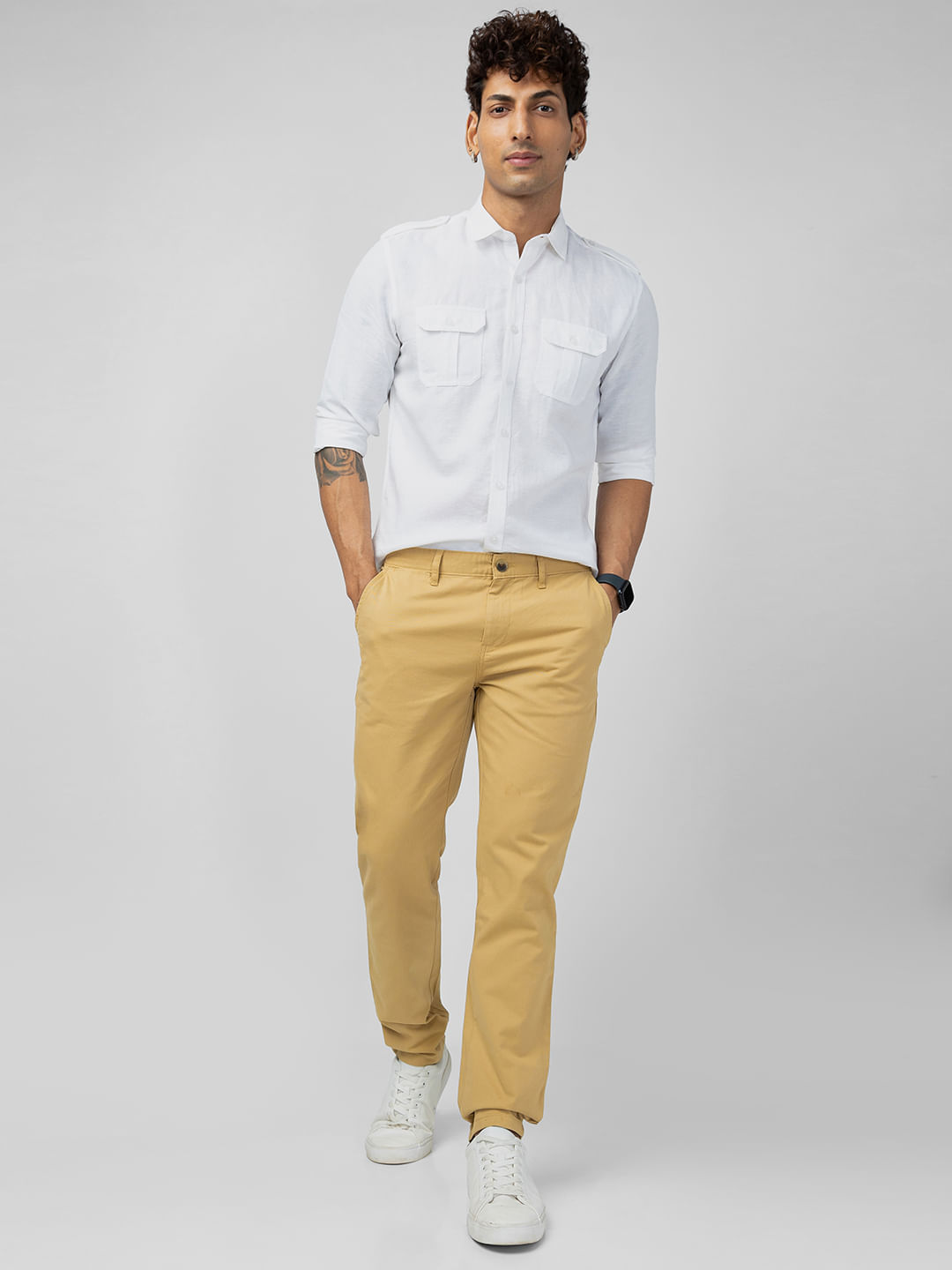 Casual Trousers in Light Khaki colour - urban clothing co.