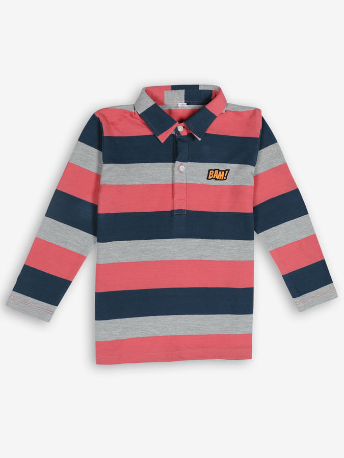 Striped long sleeves polo tee for boys