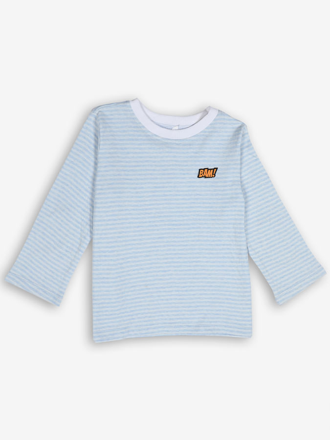 Light blue striped full sleeve TShirt for boys