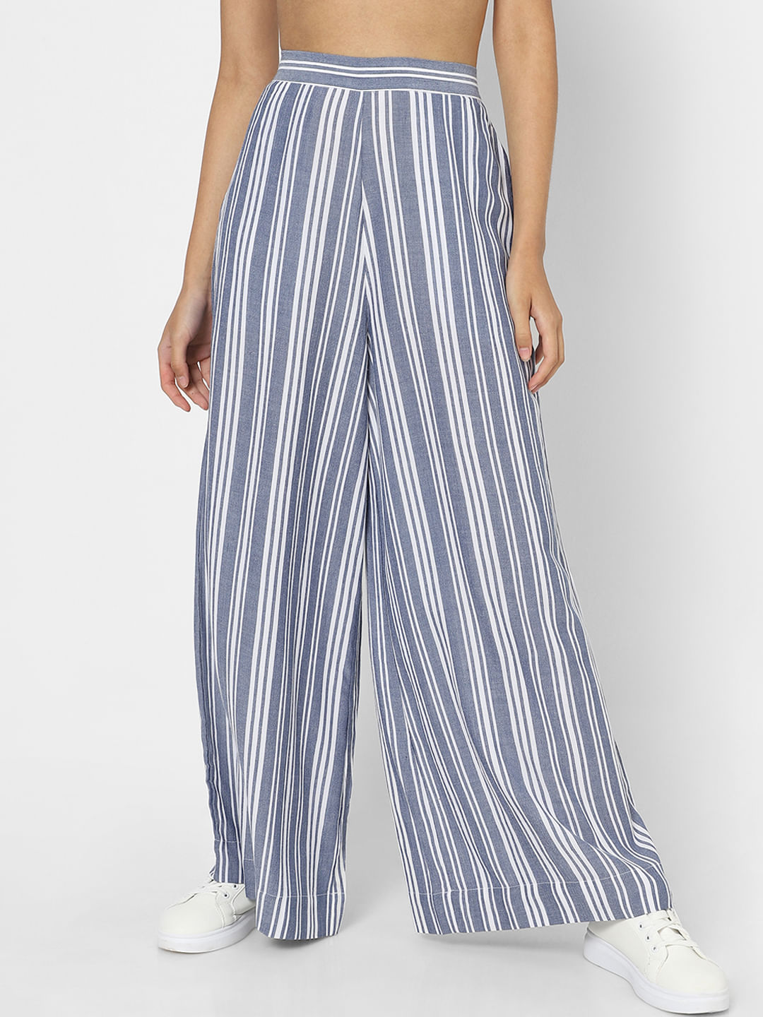 River Island coord stripe palazzo trousers in white  ASOS