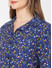 Blue Floral Printed Crop Shirt