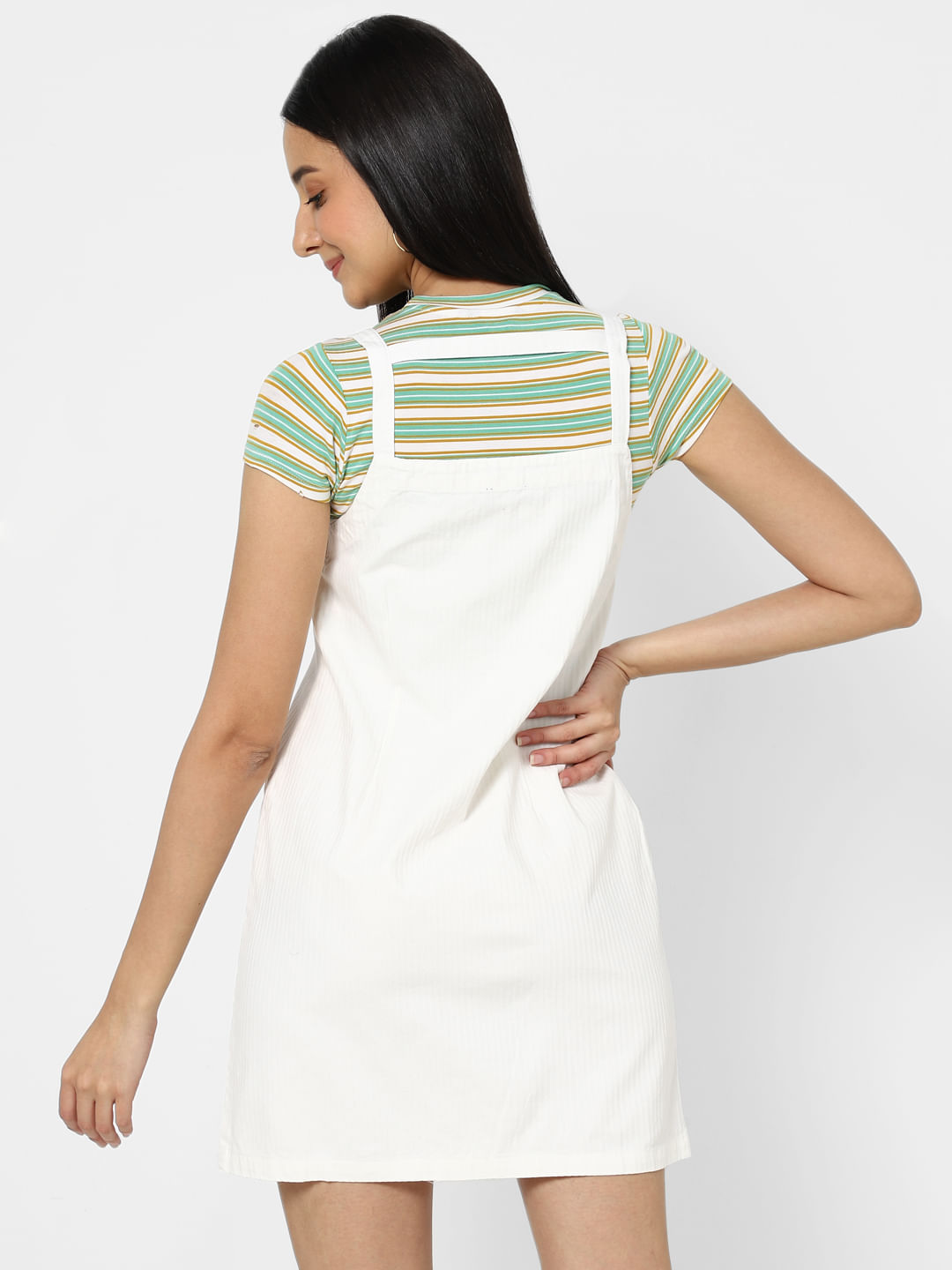 Striped 2024 pinafore dress