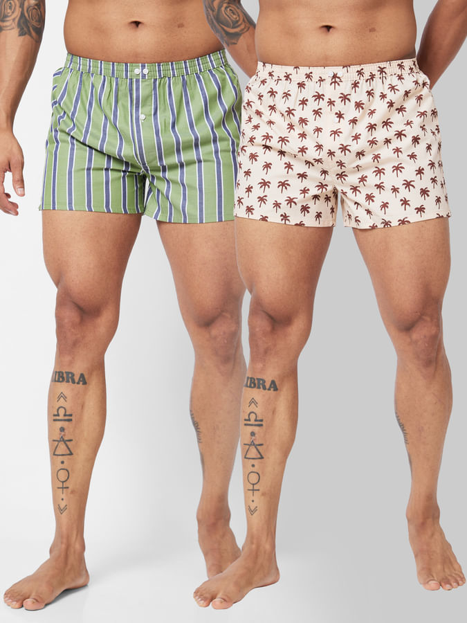 Printed & Striped Boxers (Pack of 2)