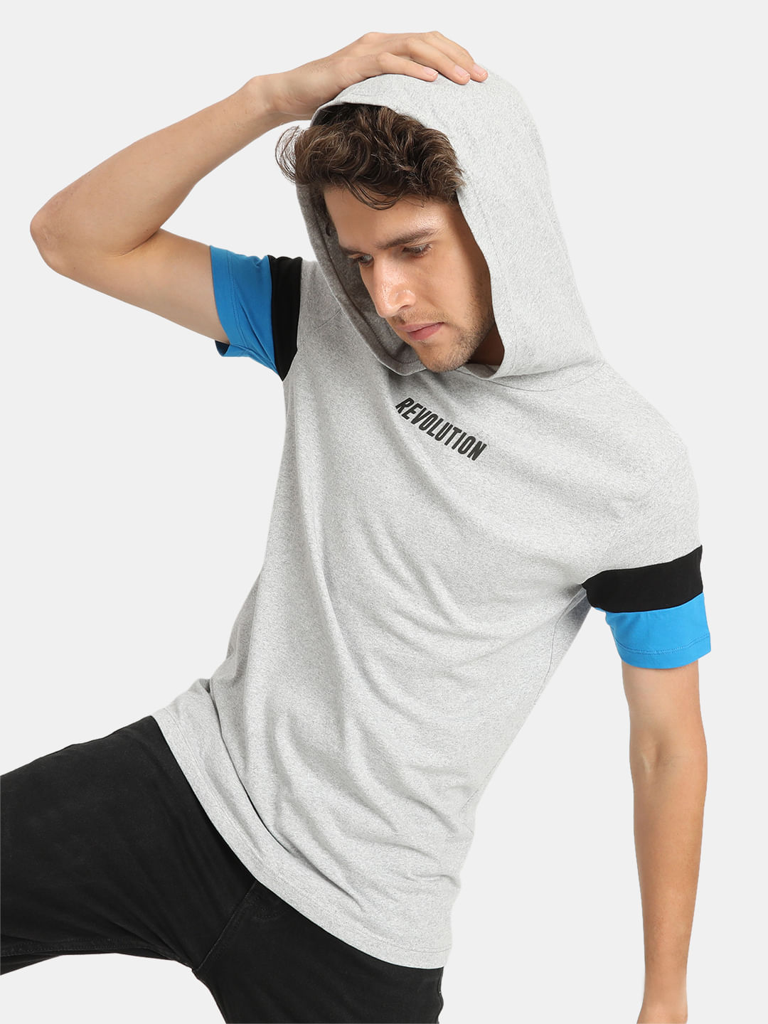 Vastrado Grey with Blue Hoodie T-Shirt