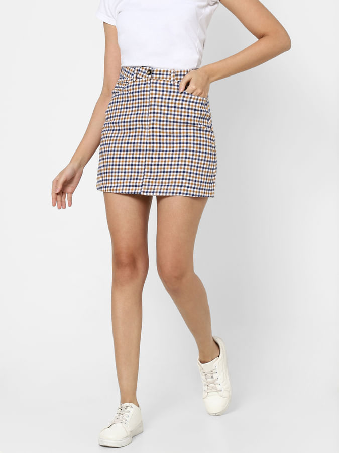 Multi Colour Checked Skirt