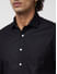 Solid Black Cutaway Collar Shirt