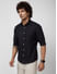 Solid Black Cutaway Collar Shirt