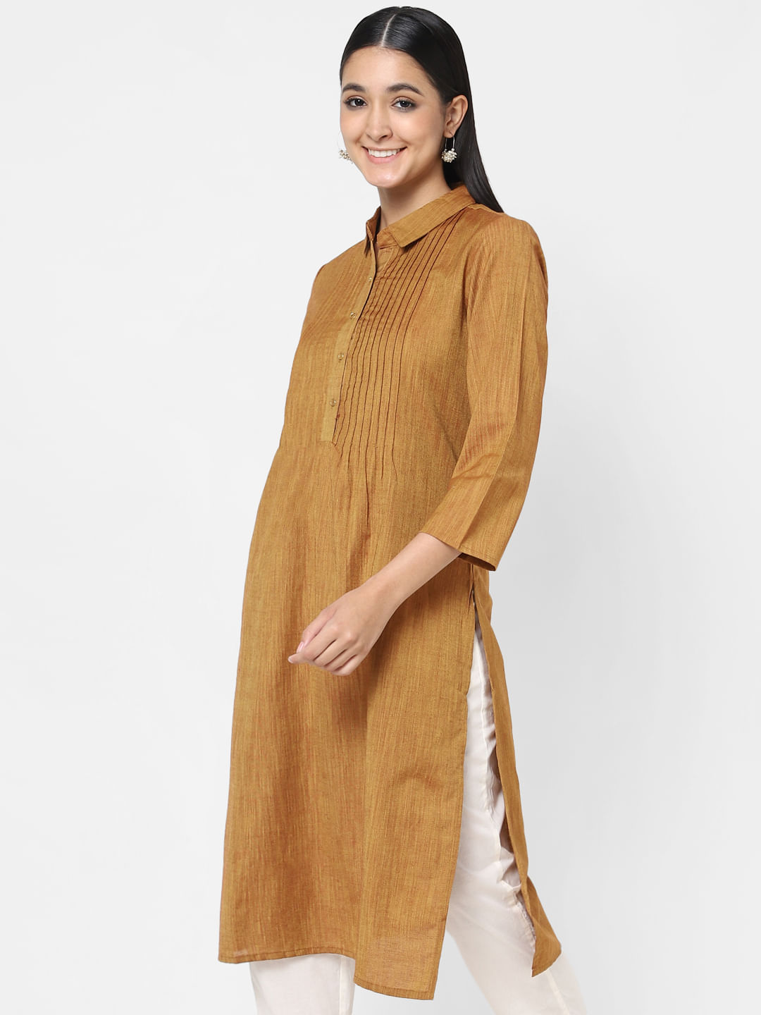 Buy Fabclub Women's Rayon Solid Plain Asymmetric A-Line Designer Kurti  (Mustard Yellow) Online at Best Prices in India - JioMart.