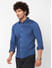 Knitted Blue Solid Shirt