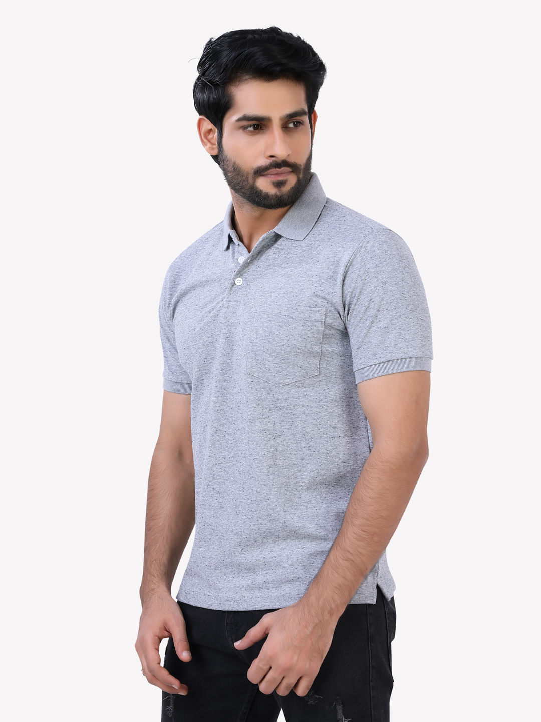 Buy Grey Colour Solid Tshirt Online