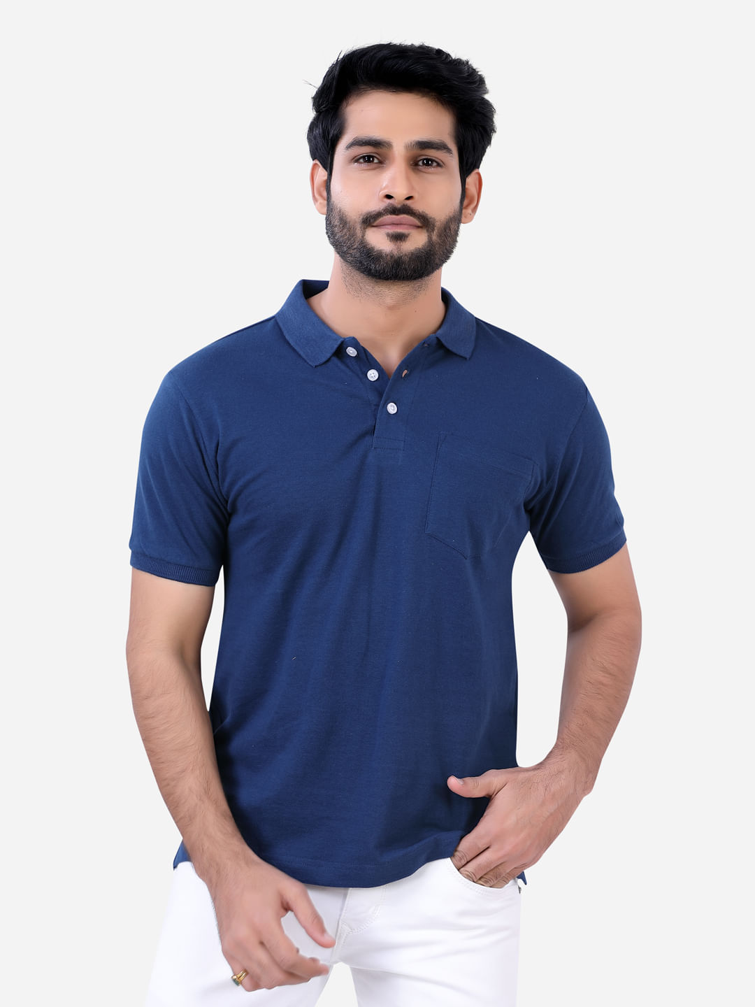 Buy Navy Colour Solid Tshirt Online