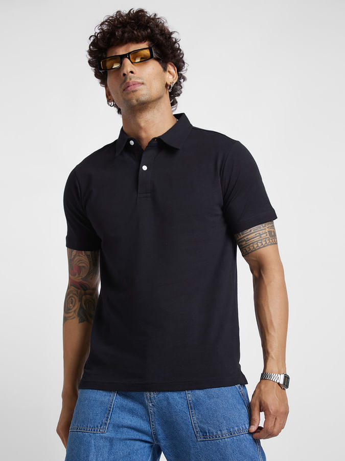 Black Polo Collar T-Shirt