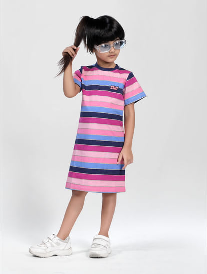 Rainbow with a little glitter striped dress for girls