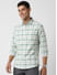 Off-White & Green Gridline Checked Shirt