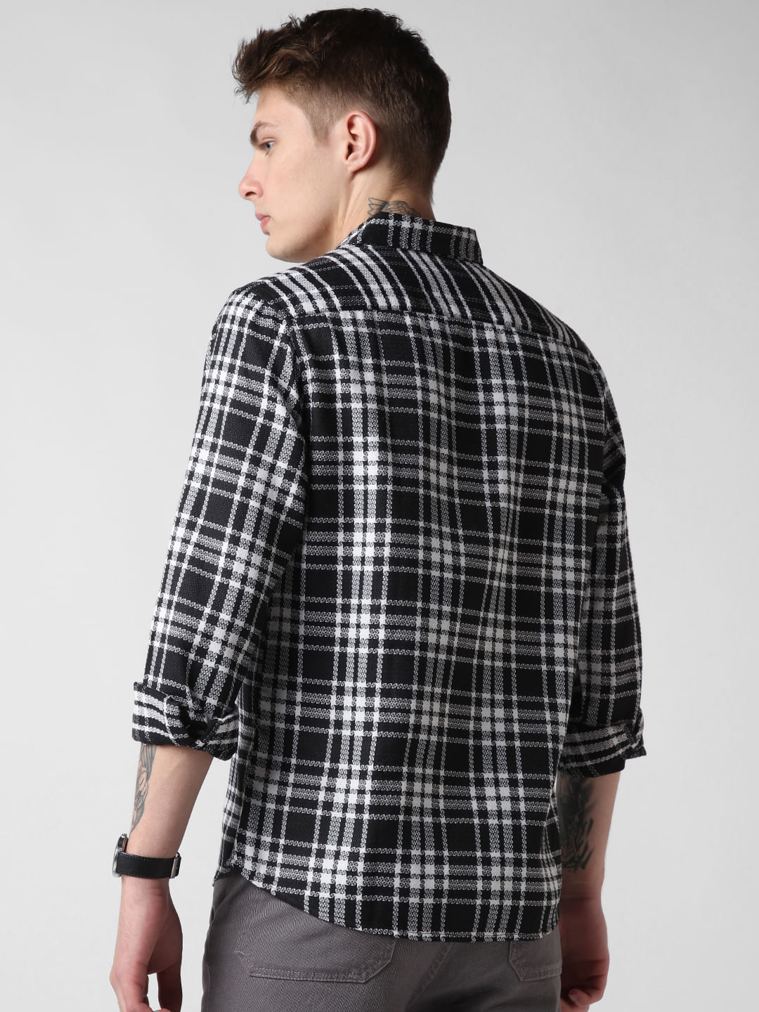 Black & White Dobby Checkered Shirt