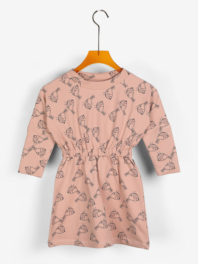 Bird print dress for girls