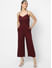 Solid Maroon Long Jumpsuit