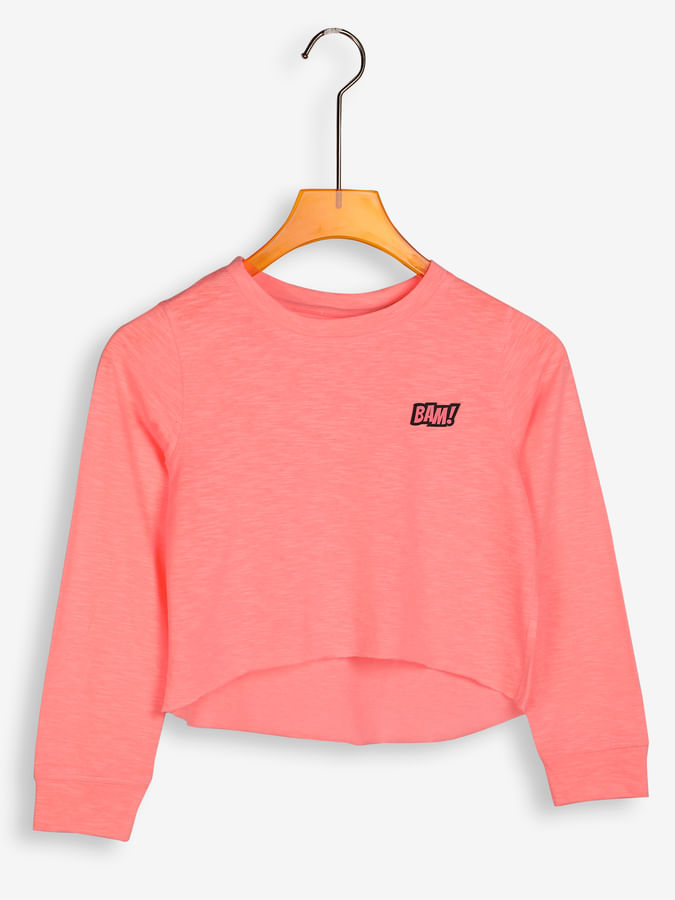 Neon pink short & long full sleeves tee for girls