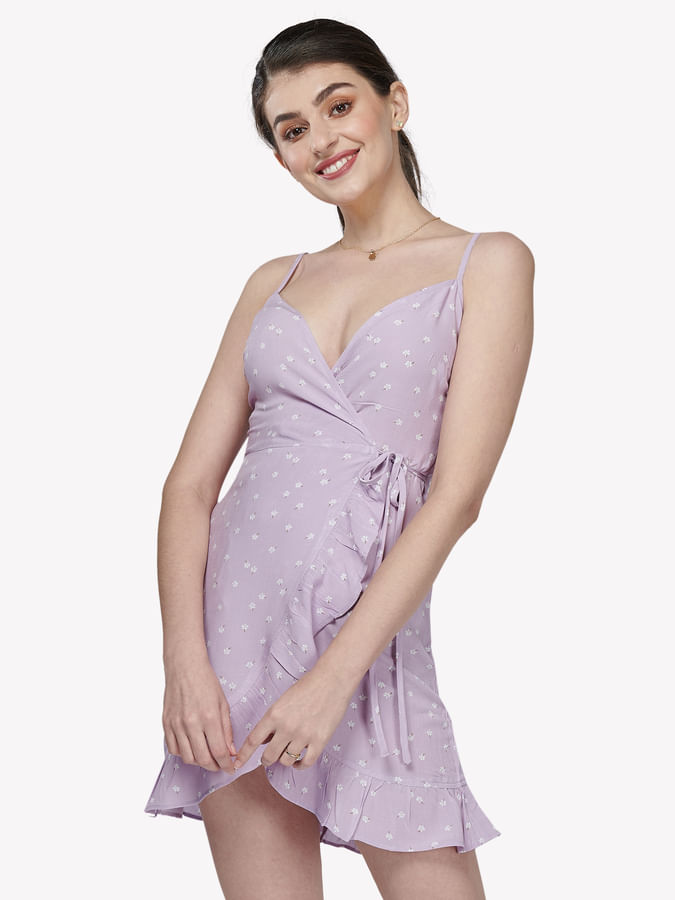 Cute Purple Wrap Dress