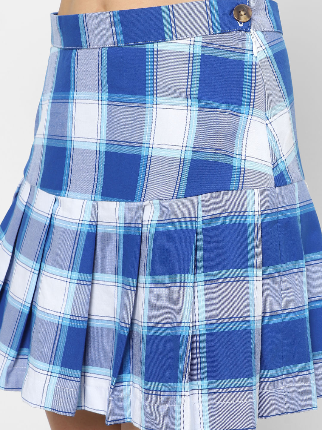 Light blue checkered skirt hotsell