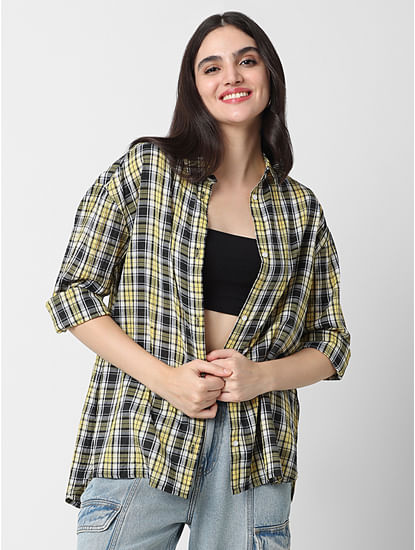 Multicolor Checked Oversized Shirt